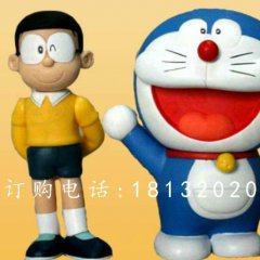 玻璃鋼大雄與多啦a夢雕塑，卡通人物雕塑
