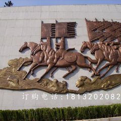 鍛銅浮雕，古代人物騎馬銅浮雕