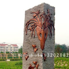 鍛銅浮雕，蝴蝶蘭花銅浮雕