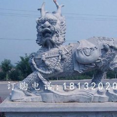 奔跑的麒麟石雕，青石麒麟雕塑