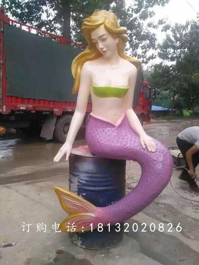 玻璃鋼美人魚雕塑，玻璃鋼彩繪雕塑 (1)