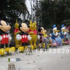 玻璃鋼米老鼠唐老鴨雕塑，卡通雕塑
