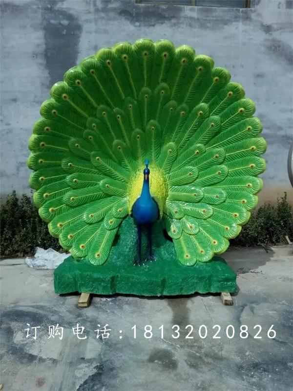 玻璃鋼孔雀開屏雕塑,玻璃鋼動物雕塑