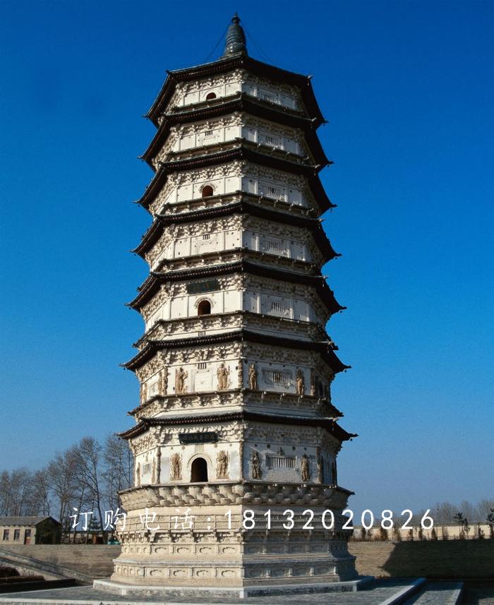 佛塔石雕，大理石佛塔雕塑