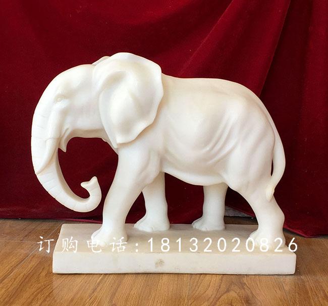 漢白玉小象雕塑，漢白玉動物石雕
