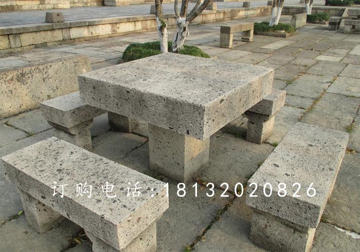 方桌石雕，長(zhǎng)凳石雕，公園石桌凳