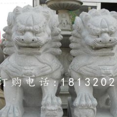 獅子滾繡球石雕，大理石獅子雕塑
