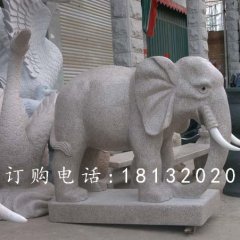 大理石小象，公園動(dòng)物石雕