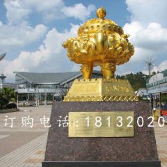 聚寶盆銅雕，鎏金聚寶盆雕塑