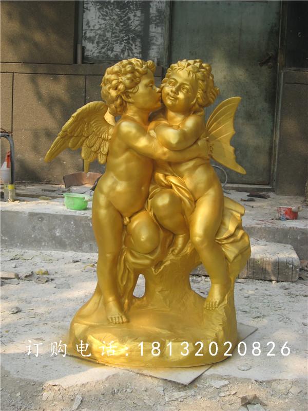 玻璃鋼小天使雕塑，玻璃鋼西方人物雕塑
