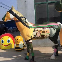 玻璃鋼彩繪馬雕塑，玻璃鋼動物雕塑