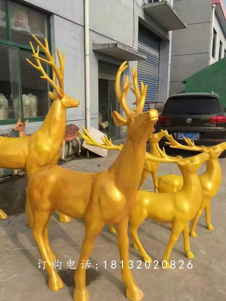 玻璃鋼仿銅鹿雕塑，馴鹿銅雕