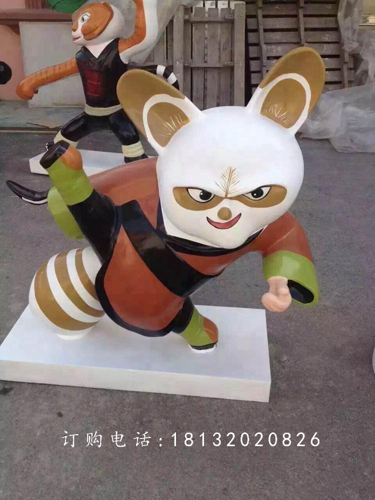 玻璃鋼功夫熊貓雕塑，卡通動物雕塑 (1)