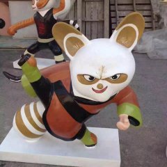 玻璃鋼功夫熊貓雕塑，卡通動物雕塑