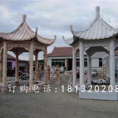 六角涼亭石雕，公園石雕涼亭