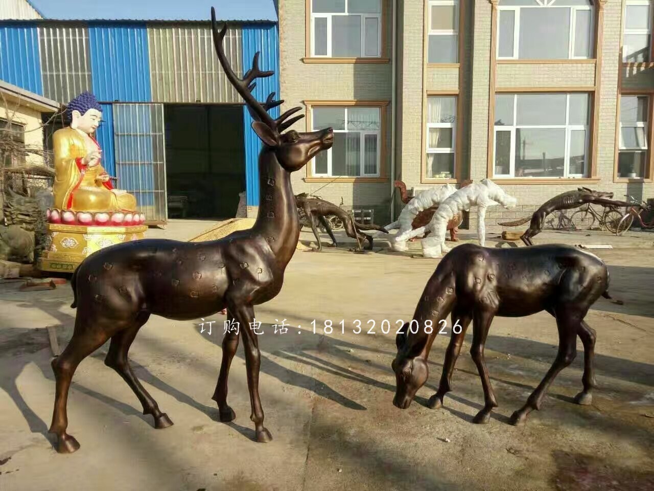 銅鹿雕塑，公園動物銅雕