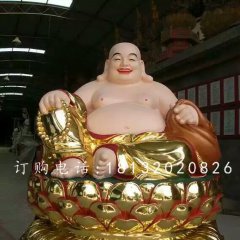 玻璃鋼彌勒佛雕塑，貼金佛像雕塑