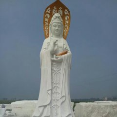 漢白玉立式佛像雕塑，石雕觀音菩薩