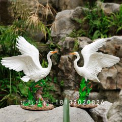 玻璃鋼白鷺雕塑，玻璃鋼仿真動物