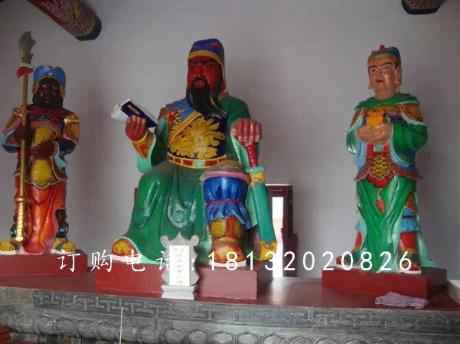玻璃鋼關(guān)公讀春秋雕塑，玻璃鋼彩繪關(guān)公