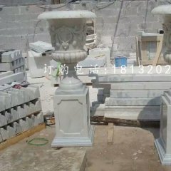 小區(qū)石花缽雕塑，歐式花盆石雕