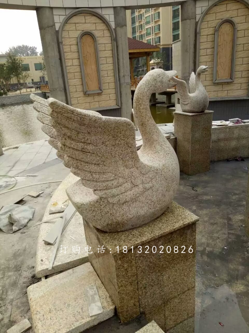 砂巖天鵝雕塑,小區(qū)景觀動(dòng)物石雕