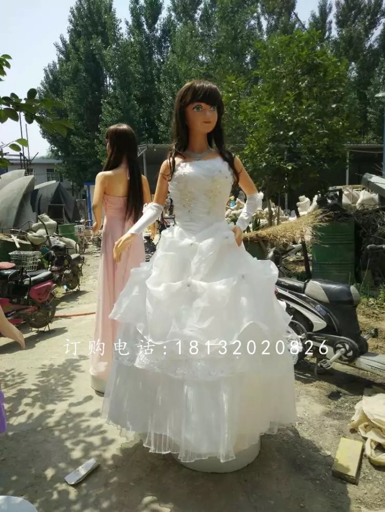 穿婚紗女孩雕塑，玻璃鋼人物雕塑