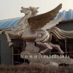 不銹鋼飛馬雕塑，馬踏祥云雕塑