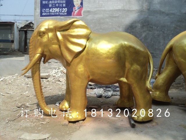 玻璃鋼仿銅大象雕塑，廣場(chǎng)動(dòng)物雕塑 (2)