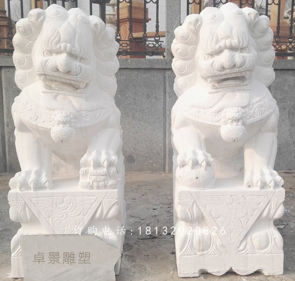 漢白玉獅子石雕,企業(yè)門口獅子石雕