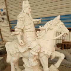 關(guān)公騎馬石雕，大理石關(guān)公雕塑