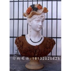 西方美女胸像雕塑，漢白玉人物石雕