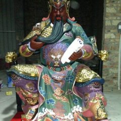 玻璃鋼關(guān)公春秋雕塑，彩繪玻璃鋼雕塑