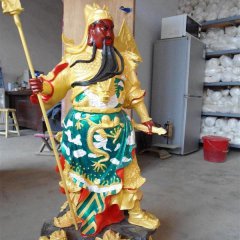 持刀關(guān)公雕塑，玻璃鋼彩繪關(guān)公雕塑