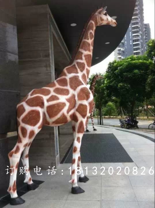 玻璃鋼長頸鹿雕塑，玻璃鋼仿真動物雕塑 (2)