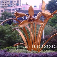 不銹鋼蘭花雕塑，廣場不銹鋼花卉雕塑