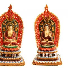 三寶佛雕塑，玻璃鋼坐式佛像