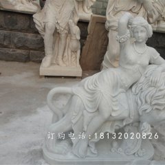 騎獅子的西方美女雕塑，廣場(chǎng)景觀雕塑