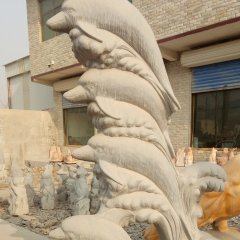海豚石雕，公園動(dòng)物石雕