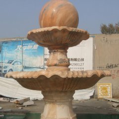 大型風(fēng)水球噴泉，晚霞紅風(fēng)水球石雕