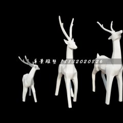 小鹿一家雕塑，玻璃鋼抽象動物雕塑