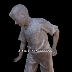小男孩銅雕，公園人物銅雕
