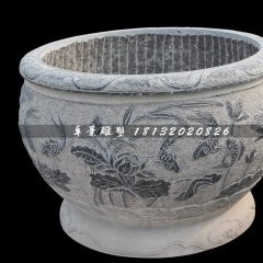 仿古石頭花盆，大理石雕刻花盆