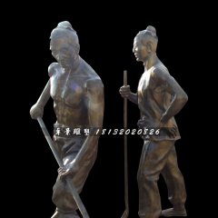 古代人干農(nóng)活銅雕，公園景觀銅雕