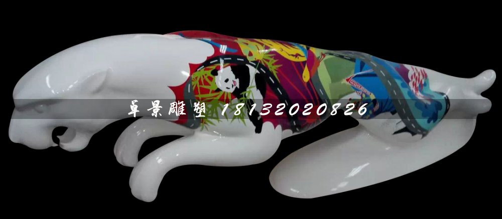 玻璃鋼豹子雕塑，玻璃鋼彩繪雕塑 (2)