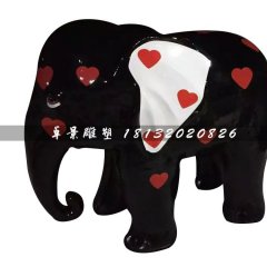 玻璃鋼彩繪大象，彩繪玻璃鋼雕塑