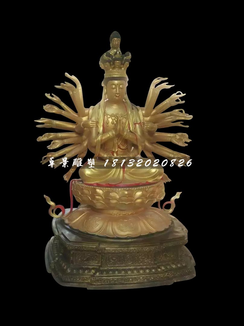 千手觀音銅雕,坐式佛像雕塑