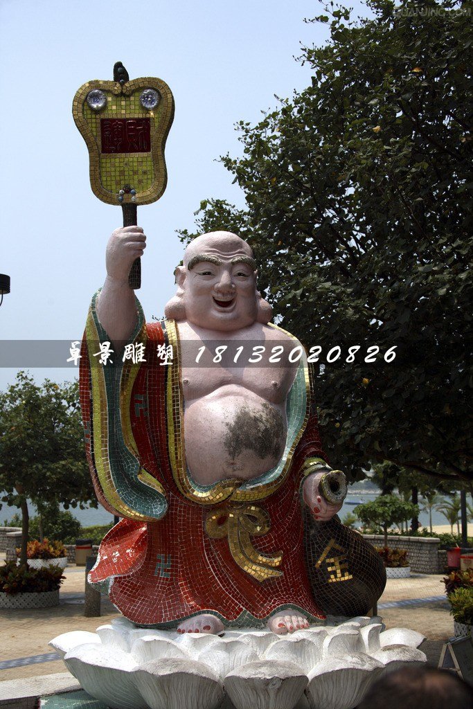 布袋和尚雕塑，玻璃鋼彩繪佛像