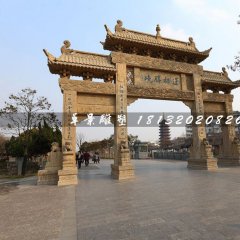 道路石牌坊，三門牌坊石雕