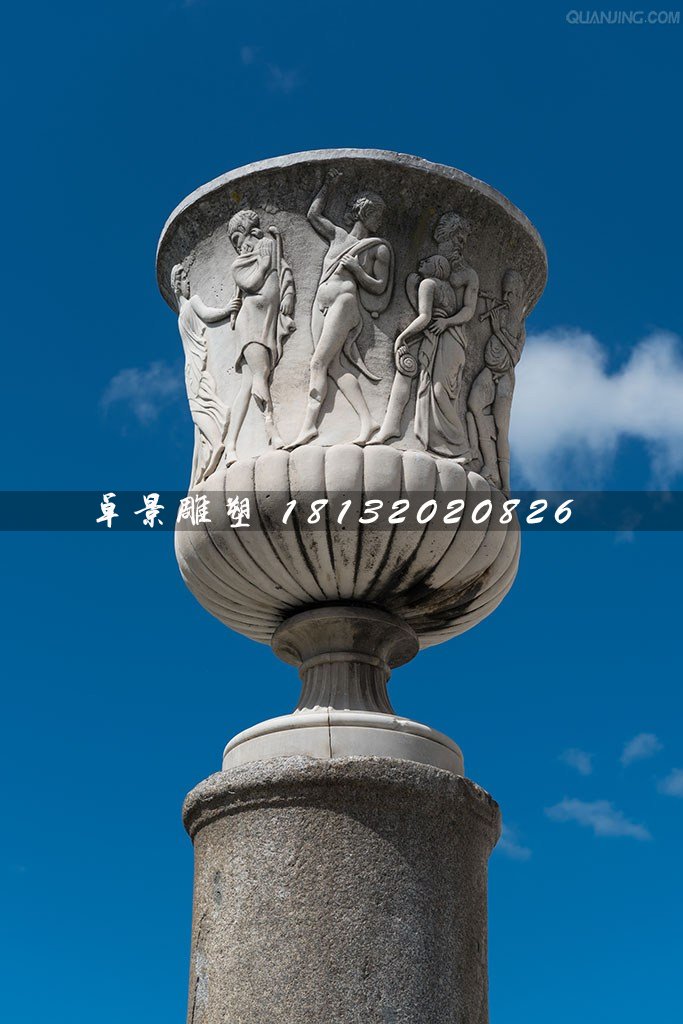 石雕花缽，大理石花盆